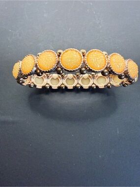 Vintage Gold-Tone Orange Druzy Stretch Bracelet - Women Accessories